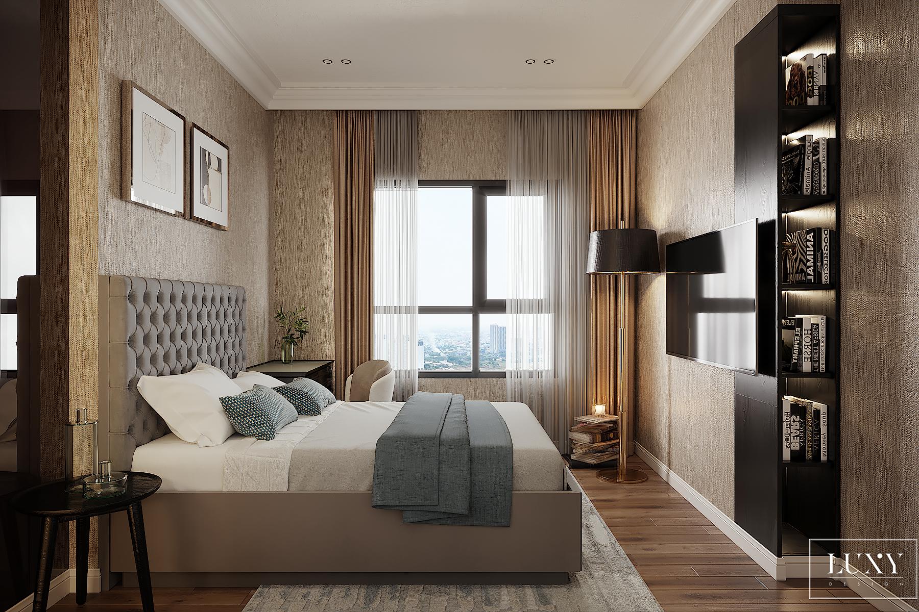 Thiết kế nội thất căn hộ 2PN đảo Kim Cương - Phòng ngủ