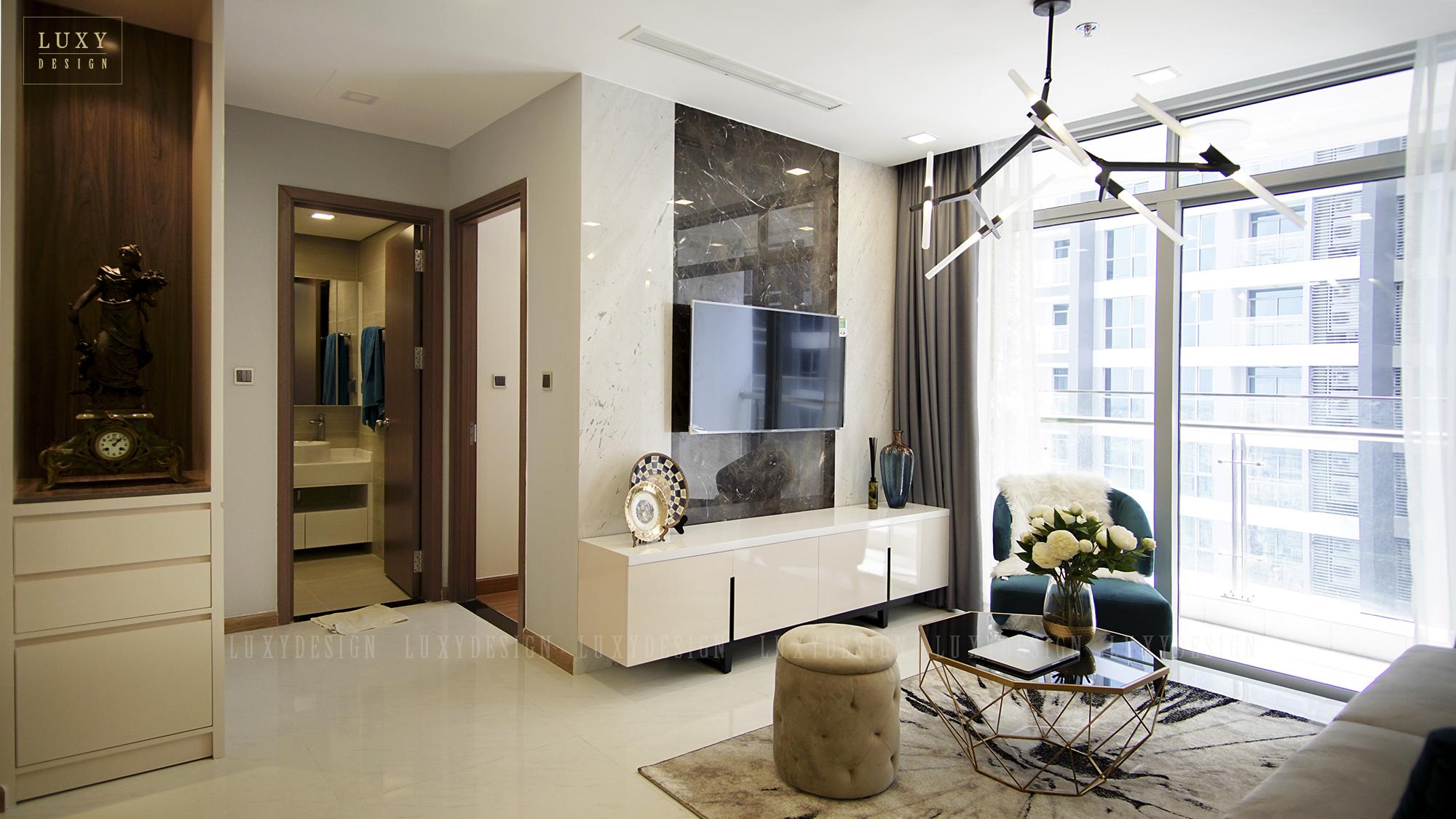 Thiết kế nội thất căn hộ Vinhomes 2PN - Phòng khách