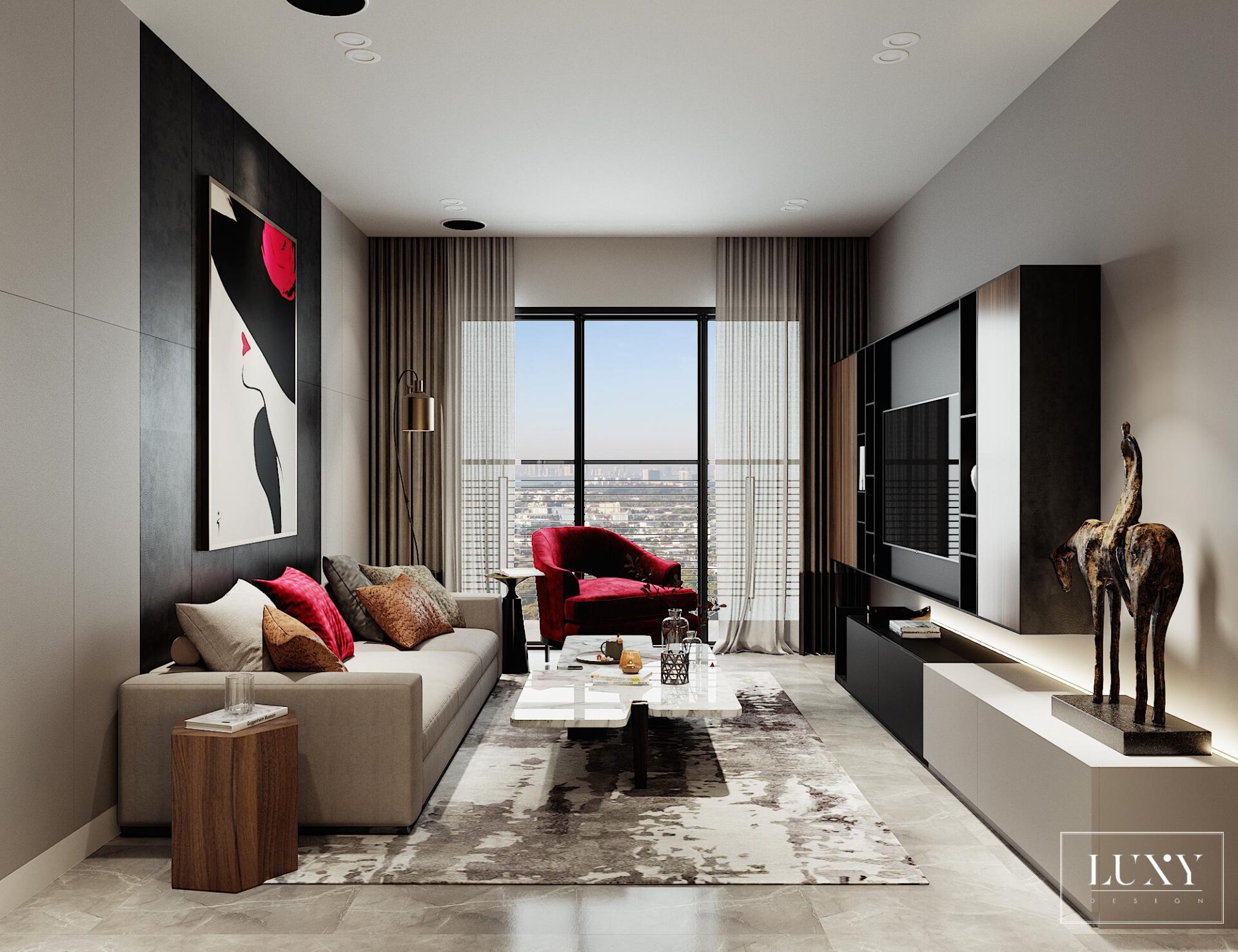 Thiết kế nội thất căn hộ 2PN Hà Đô - Phòng khách