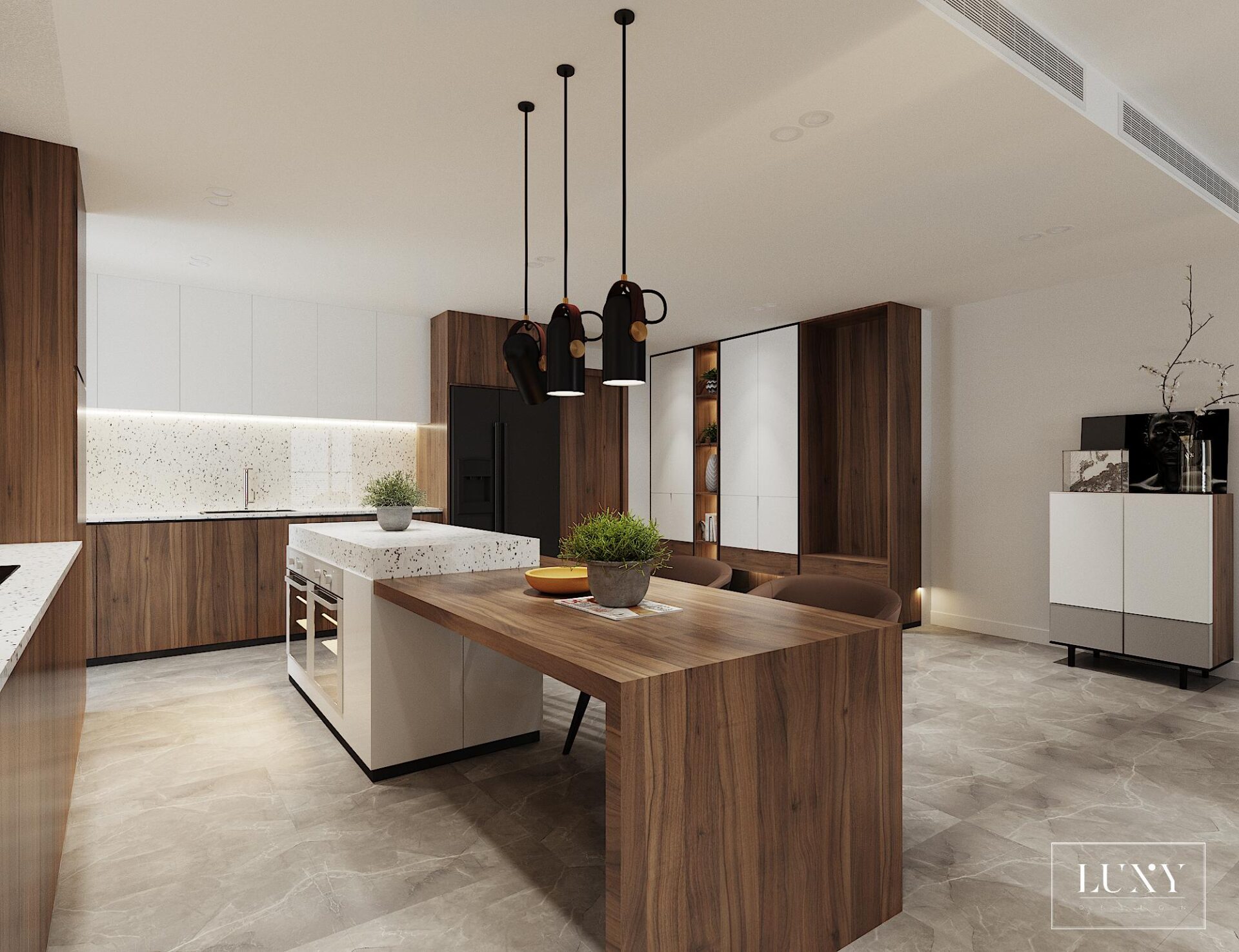 Thiết kế nội thất căn hộ 2PN Hà Đô - Phòng bếp
