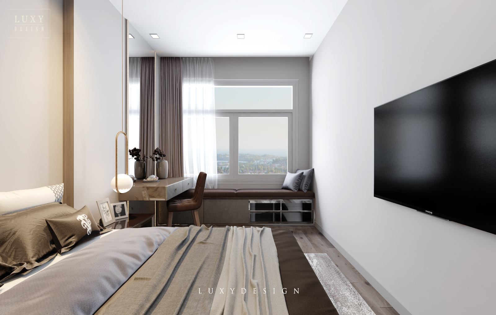 Thiết kế nội thất căn hộ Sky Center Phổ Quang - Phòng ngủ 1
