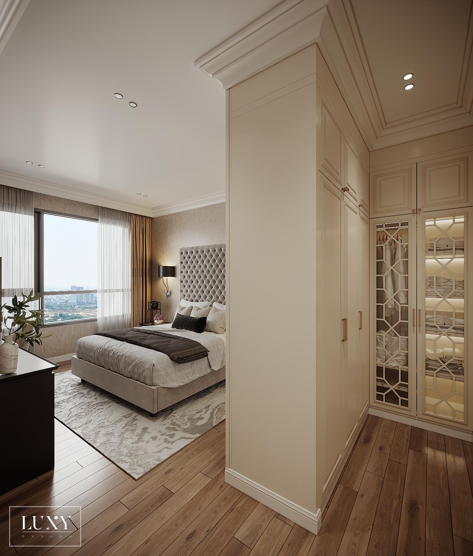 Thiết kế nội thất căn hộ 2PN đảo Kim Cương - Phòng ngủ