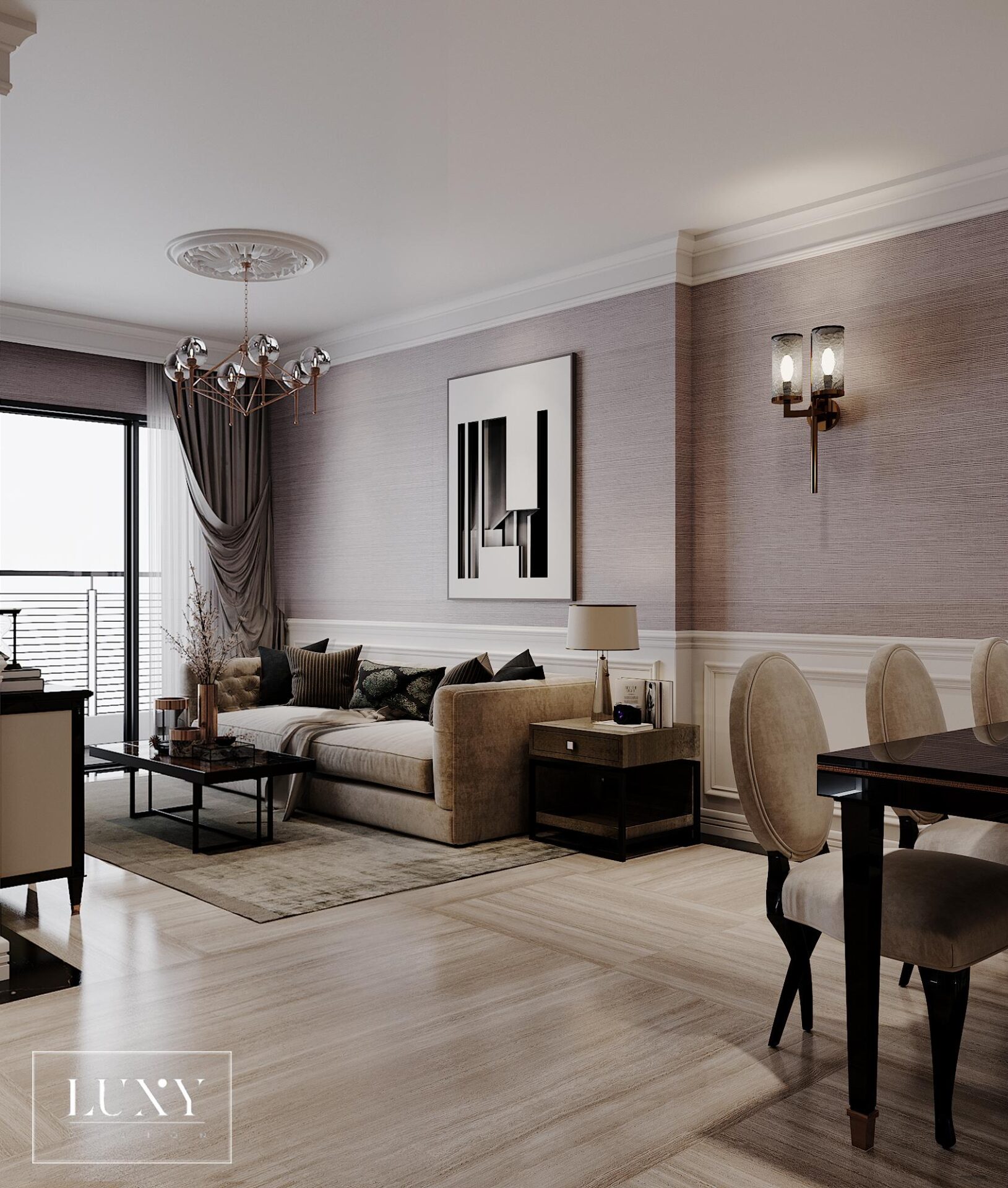 Thiết kế nội thất căn hộ 3PN Hà Đô Centrosa - Phòng khách