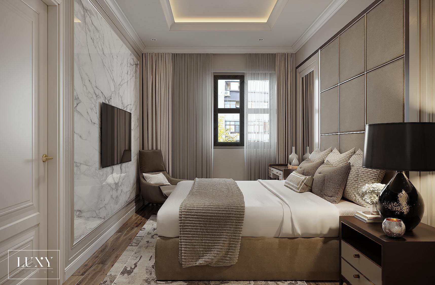 Thiết kế nội thất nhà phố Thăng Long Home Nhơn Trạch - Phòng ngủ cha mẹ