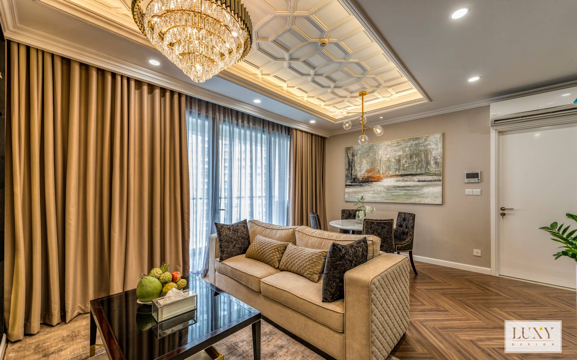 Thiết kế nội thất căn hộ 2PN đảo Kim Cương - Phòng khách