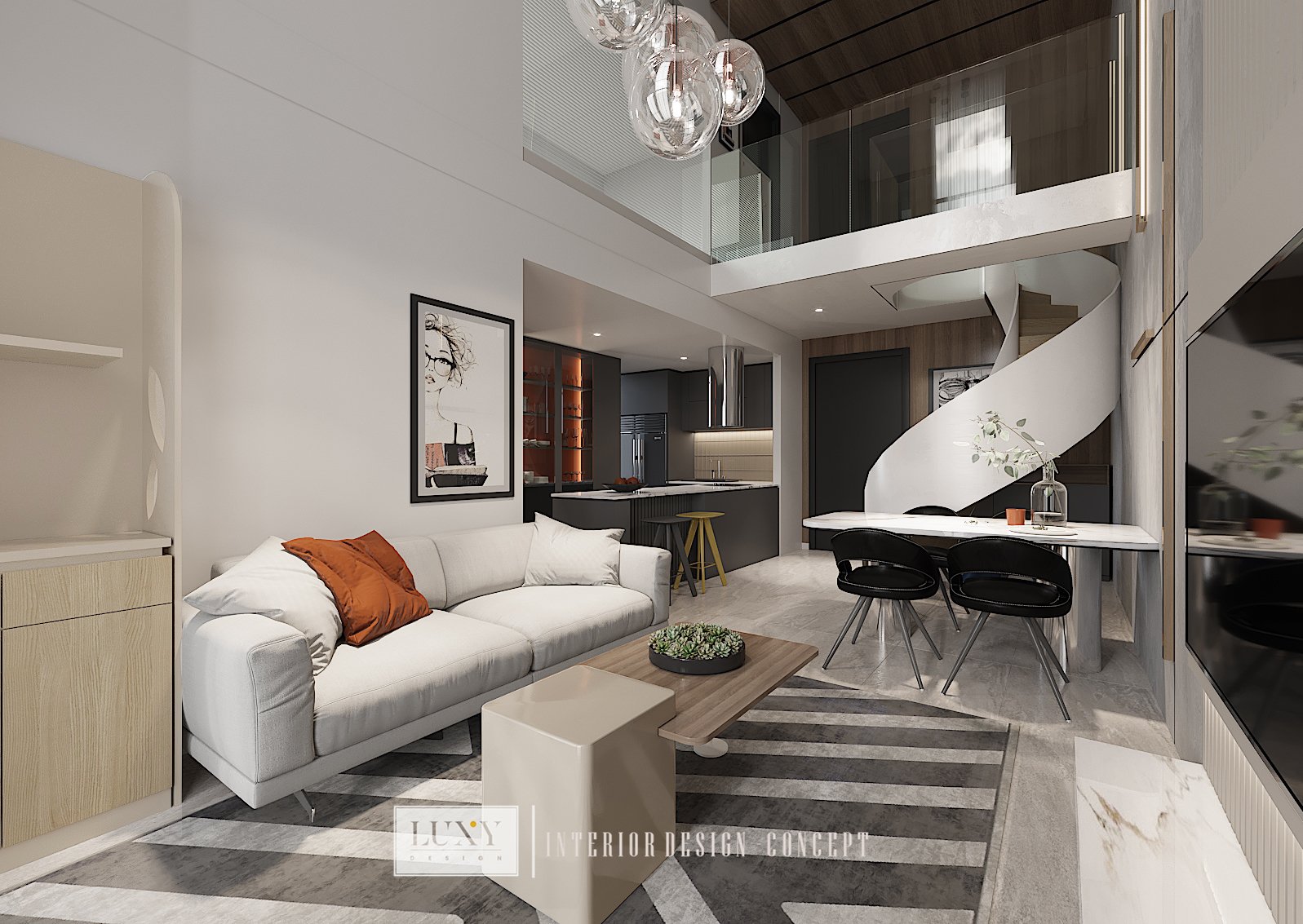 Thiết kế Duplex hiện đại – Phòng khách