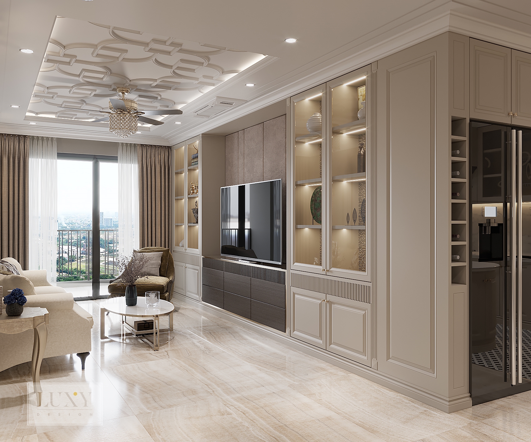 Thiết kế nội thất 3PN Opal SG Pearl – Phòng khách