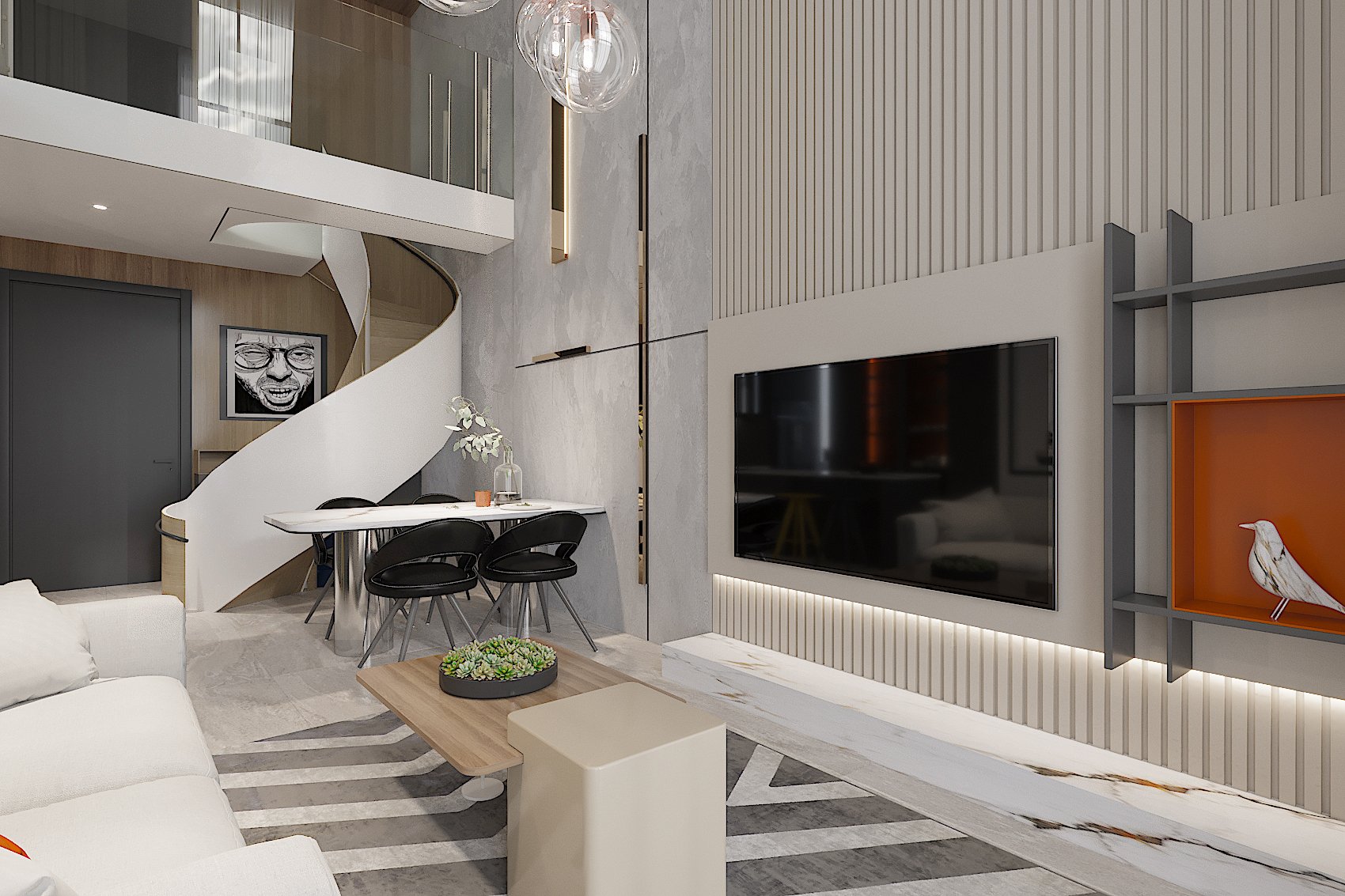 Thiết kế Duplex hiện đại – Phòng khách