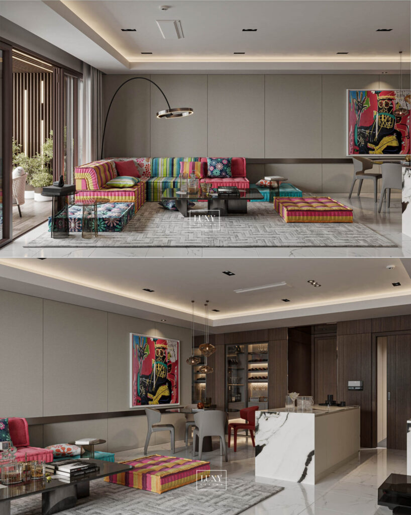 Họa tiết và màu sắc rực rỡ, ấn tượng trong dự án thiết kế nội thất căn hộ Metropole Thủ Thiêm