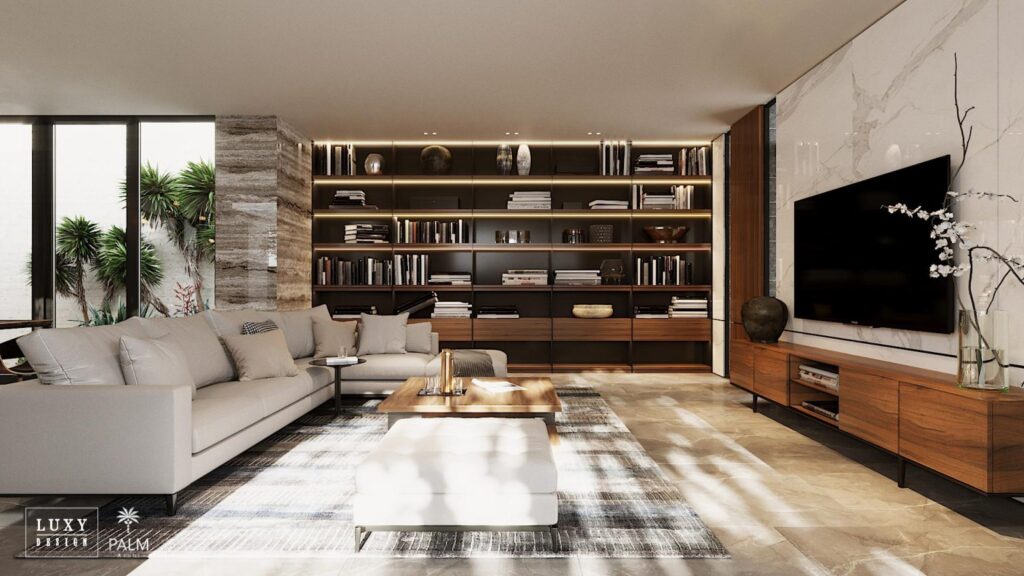Luxy Design tận dụng ánh sáng tự nhiên và đưa vào thiết kế khu vực phòng khách biệt thự cao cấp