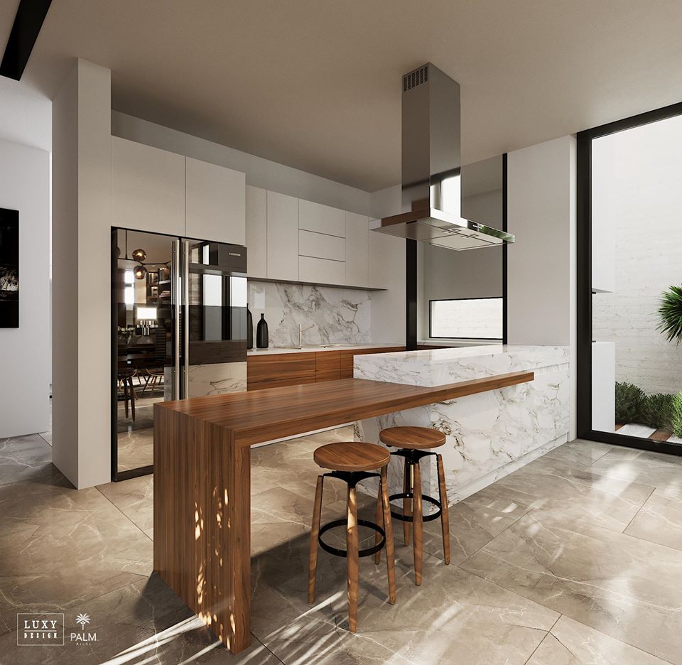 Khu vực bếp của thiết kế nội thất biệt thự phong cách hiện đại Rạch Giá 